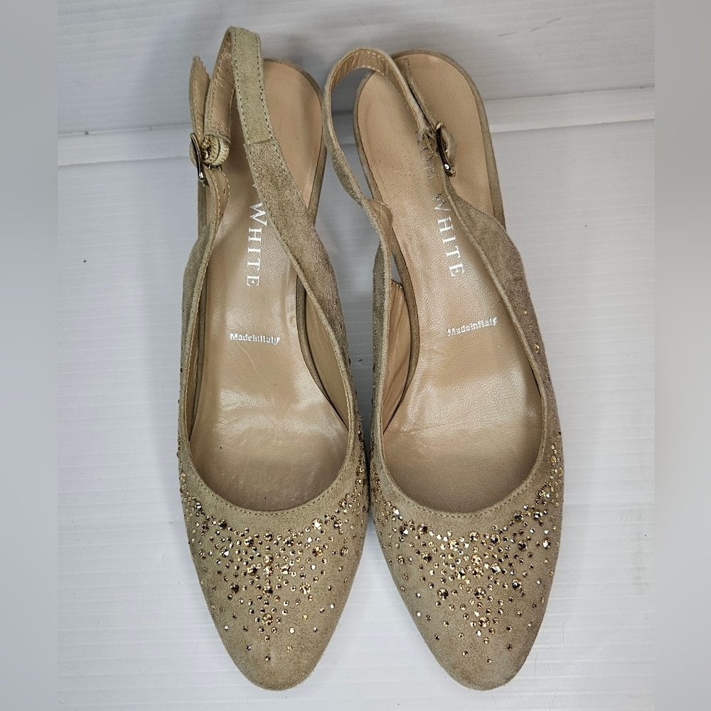 Ron White "Vivian Crystal" Fawn Amber Slingback – Size 36.5, New, Without Box - Picture 3 of 12